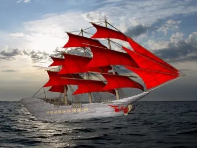 Sail Ship Low-poly 3D model