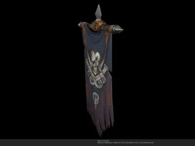 Stylized War Flag 3D Model - AI Low-poly 3D model