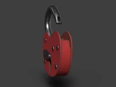 Padlock Mid Poly with Loop Rivets Keyhole and Cap 3D model