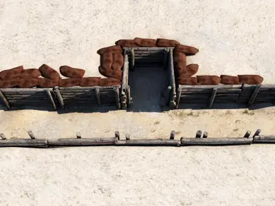 Trenches 3D model wall with hole in it 3D model