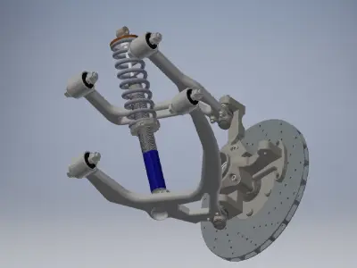 Front double wishbone car suspension 3D model