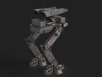 Mech Robot Two Legs Combat Sci-Fi Low-poly 3D model