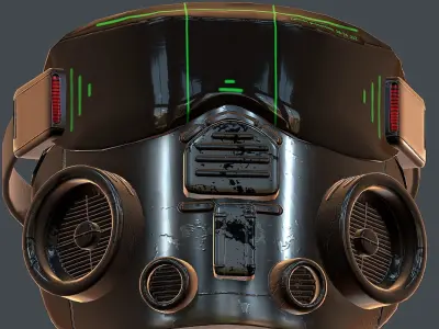 Gas mask helmet 3d model scifi Low-poly Low-poly 3D model