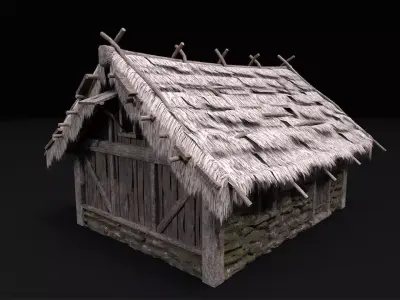 Realistic Medieval House Low-poly 3D model