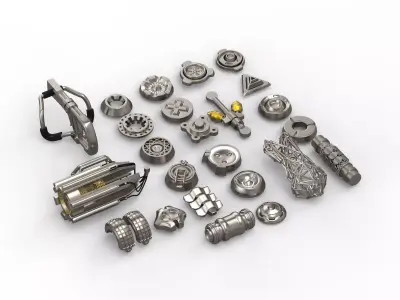 Pack of tech details 3D model