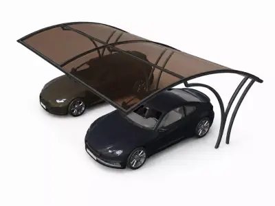 Modern Double Carport  Metal Carport with Polycarbonate Roof  Free 3D model
