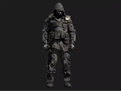 Sci-Fi Hooded Spec-Ops Low-poly 3D model