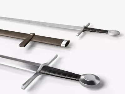 Medieval Sword 05 plus old texture and sheath 3D model