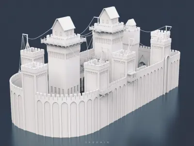 Rising Sun Castle Low-poly 3D model