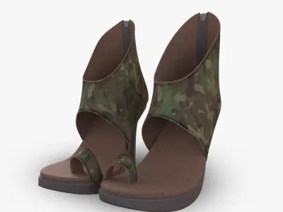 Summer boots high heals with different materials 3D model