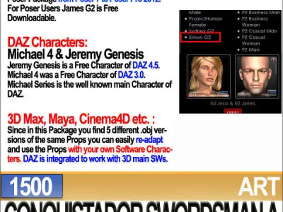 Conquistador Swordsman Props Poser Daz A 1500 3D model