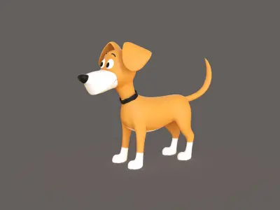 Stylized Cartoon Dog Cute  Low-poly 3D model