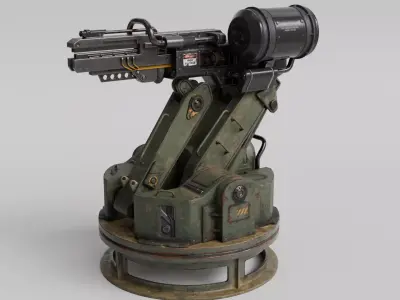 Rail turret Low-poly 3D model