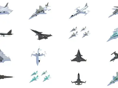 Jet Fighter Aircrafts Bundle 3D Model Collection