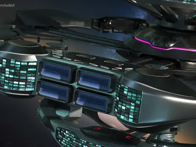 Sci Fi Space Station with Interplanetary Spacecraft Collection 2 3D model