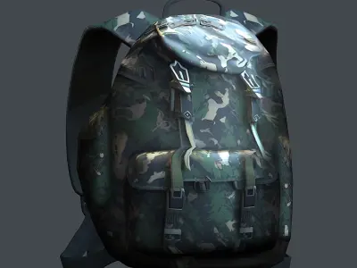 Backpack military combat Black baggage Low-poly 3D model