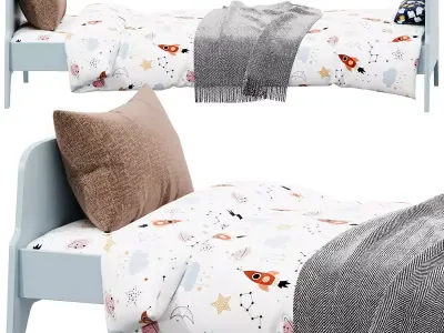 Retro Style Single Bed Free 3D model