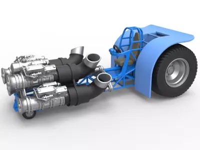 Pulling tractor with 4 jet engines Scale 1 to 25 3D print model