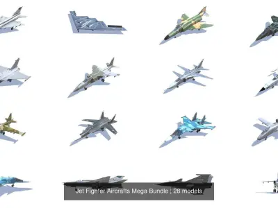 Jet Fighter Aircrafts Mega Bundle 3D Model Collection