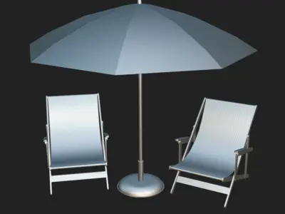 Beach Chairs Low-poly 3D model