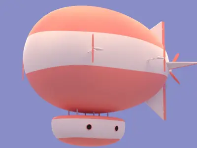 Cartoon  Airship Low-poly 3D model