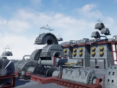 Nuclear power plant Low-poly 3D model