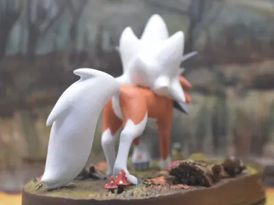 Dusk Lycanroc Diorama - 3D model -STL 3D model