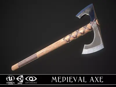 Medieval Axe 02 Low-poly 3D model
