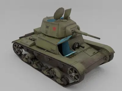 T-26 Light Infantry Tank Low-poly 3D model