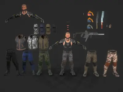 Sci-fi Soldier Low-poly 3D model