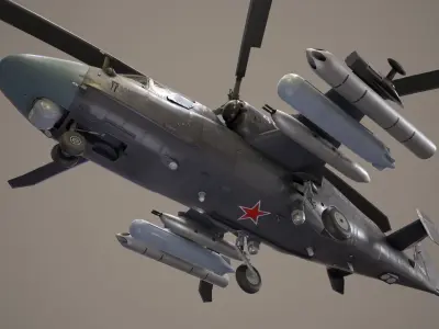 Kamov Ka-52 Alligator Dark Basic Animation Low-poly 3D model