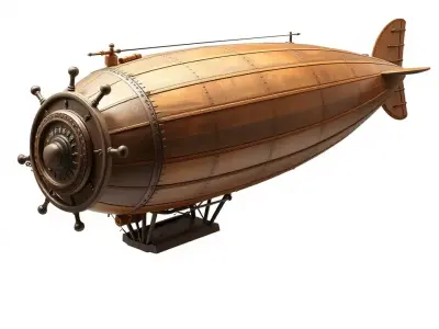 Vintage Copper Airship model pack Low-poly 3D model