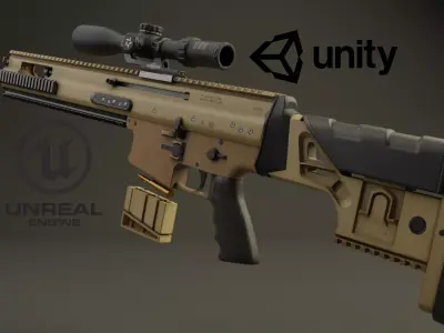 SCAR 20S PBR Low-poly 3D model