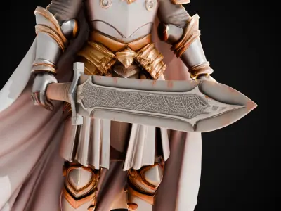 Stylized Sword - Crusader Blade Ember Slash - Game Ready 3D model