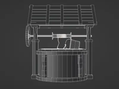Old Well Medieval with Bucket - low poly realistic Low-poly 3D model