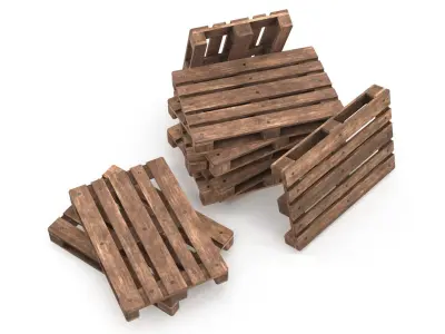 Wooden Pallets Low-poly 3D model