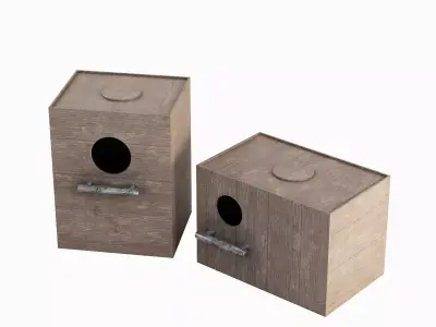 Wooden Birdhouse E 01 Low-poly 3D model