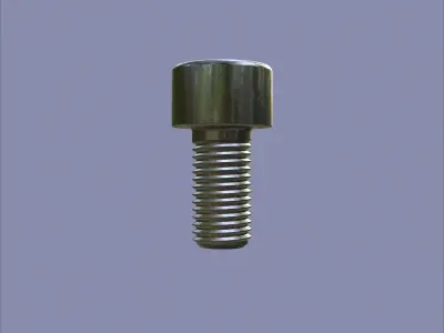 Steel Stained M8 Bolt Allen Cap with PBR 4K Textures 3D model