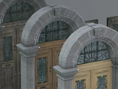 Wooden Door unpainted game asset Low-poly 3D model