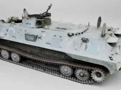 russian MT-LB multi-purpose towing vehicle destroyed in Ukraine 3D model