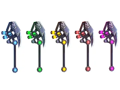 One-handed axe set2 Low-poly 3D model