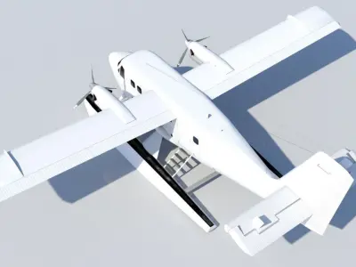 DHC-6 Twin Otter Floats Static Low Poly  Low-poly 3D model