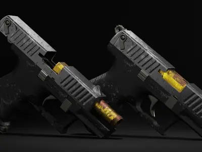 Walter P22 Old Rusty Gun 3D Model 3D model