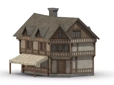 Medieval Building 01 Low Poly PBR Realistic Low-poly 3D model