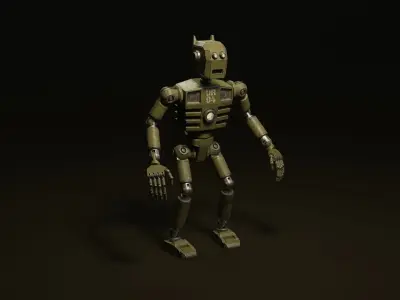 Mechanical Robot in Steampunk style Low-poly 3D model