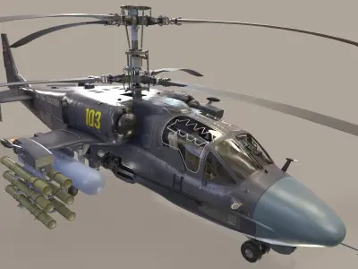 Kamov Ka-52K Katran Basic Animation Low-poly 3D model