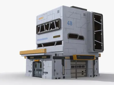 Sci-Fi Industrial x3 Low-poly 3D model