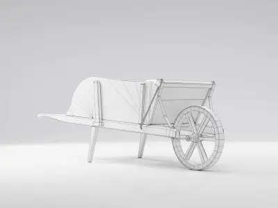 Antique wooden wheelbarrow Free low-poly 3D model