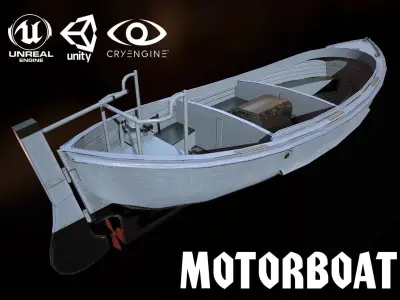MOTORBOAT fishing boat Low-poly 3D model