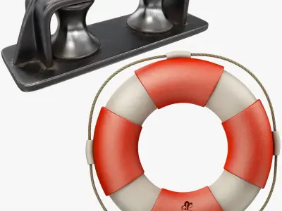Ship Cleat and Lifebuoy Collection 3D model